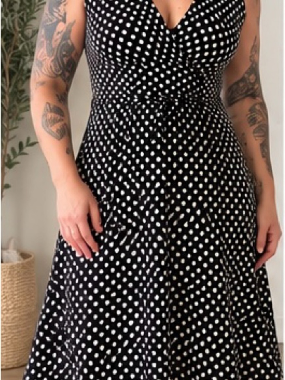 Jon & Anna Black and White Polka Dot Midi Dress